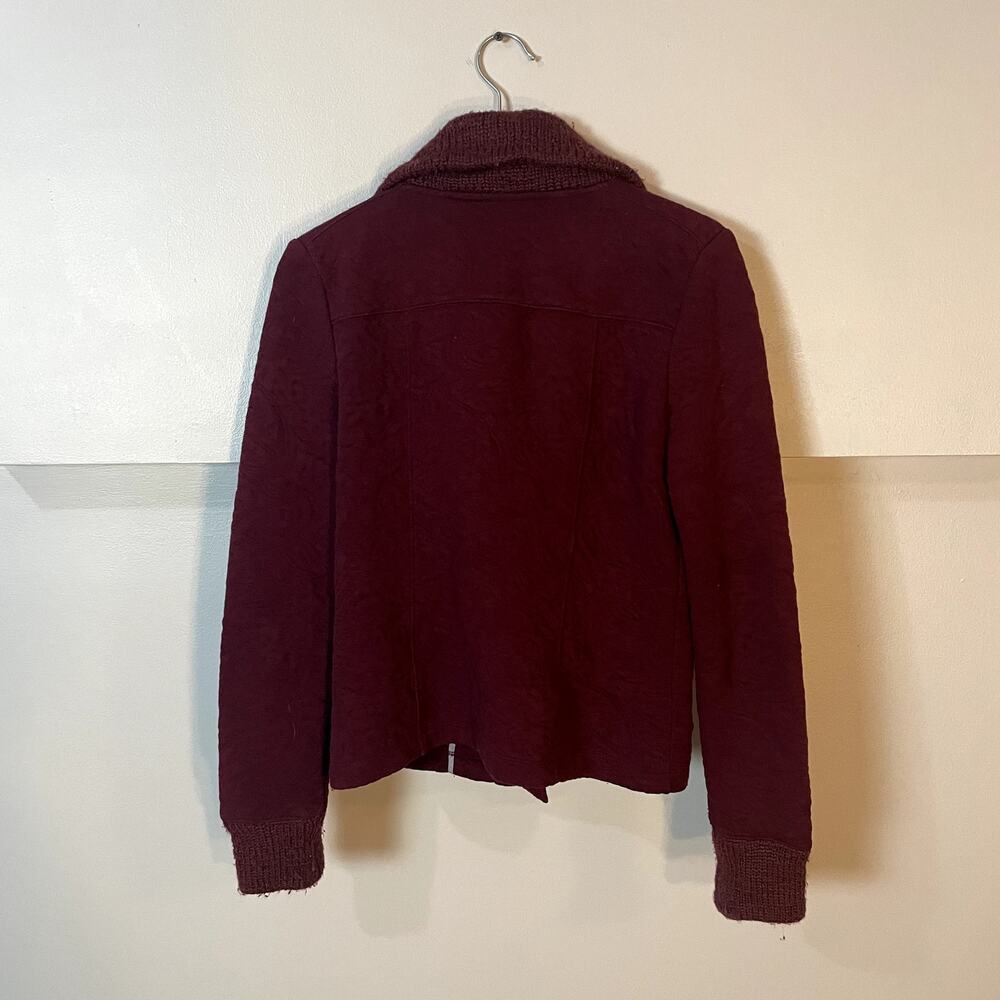 Anthropologie Saturday Sunday Loren Moto Zip Jacket Blazer Sweater In Burgundy S - Picture 12 of 14
